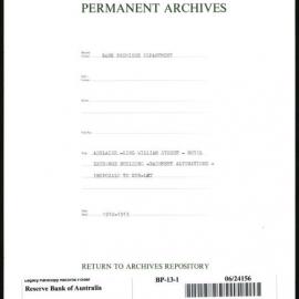 Bank Premises Department - Adelaide - King William Street - Royal Exchange Building - Basement Alterations - Proposals to Sub-Let - 1912-1913