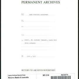 Bank Premises Department - Perth - St. George's Terrace - Lease from Stock Exchange - 1912-1913