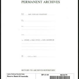Bank Premises Department - Sydney - Head Office - Site Resumption - 1912-1913