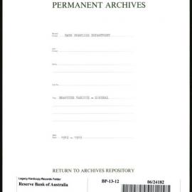 Bank Premises Department - Branches - Various - General - 1912-1913