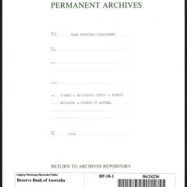 Bank Premises Department - Hobart - Elizabeth Street - Cook's Building - Rights of Access - 1918