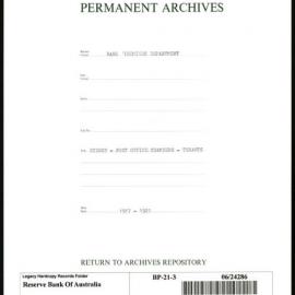 Bank Premises Department - Sydney - Head Office - Post Office Chambers - Tenants - 1917-1921
