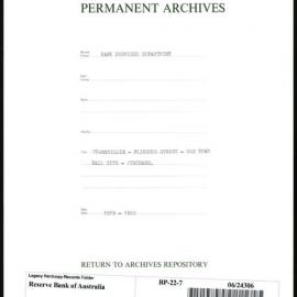 Bank Premises Department - Townsville - Flinders Street - Old Town Hall Site - Purchase - 1919-1922