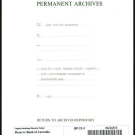 Bank Premises Department - Adelaide - King William Street - Transfer of Site - Commonwealth Government to Commonwealth Bank - 1923