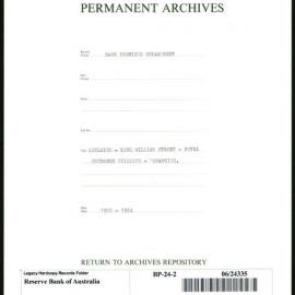 Bank Premises Department - Adelaide - King William Street - Royal Exchange Building - Tenancies - 1922-1924