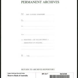 Bank Premises Department - Melbourne - 367 Collins Street - Description of Building - 1924