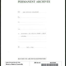 Bank Premises Department - Melbourne - 367 Collins Street - Staff Lockers - 1923-1924