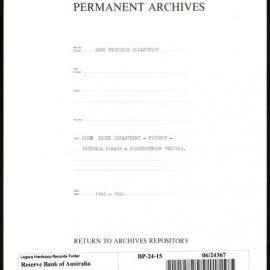 Bank Premises Department - Note Issue Department - Fitzroy - Victoria Parade - Construction Tenders - 1922-1924