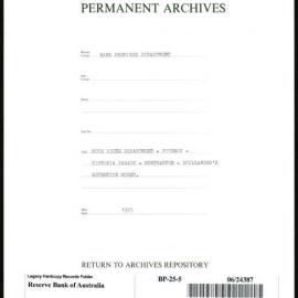 Bank Premises Department - Note Issue Department - Fitzroy - Victoria Parade - Contractor - Shillabeer's Retention Money - 1925