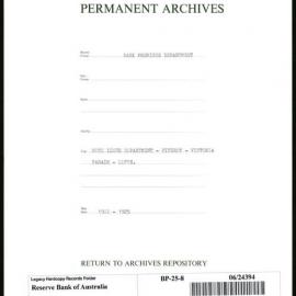 Bank Premises Department - Note Issue Department - Fitzroy - Victoria Parade - Lifts - 1922-1925