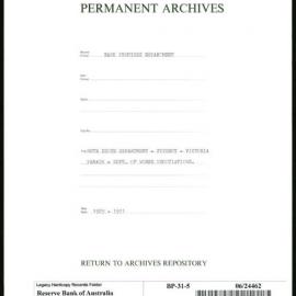 Bank Premises Department - Note Issue Department - Fitzroy - Victoria Parade - Dept. of Works Negotiations - 1929-1931
