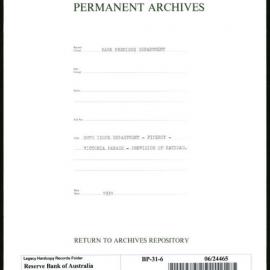 Bank Premises Department - Note Issue Department - Fitzroy - Victoria Parade - Provision of Cathead - 1931