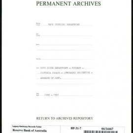 Bank Premises Department - Note Issue Department - Fitzroy - Victoria Parade - Purchased Properties - Arrears of Rent - 1930-1931