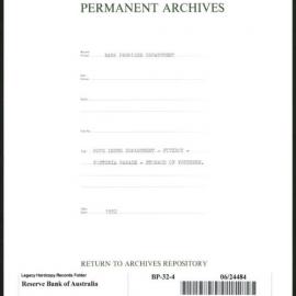Bank Premises Department - Note Issue Department - Fitzroy - Victoria Parade - Storage of Vouchers - 1932