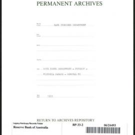 Bank Premises Department - Note Issue Department - Fitzroy - Victoria Parade - Removal to - 1933
