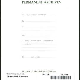 Bank Premises Department - Perth - Forrest Place - Construction - Costing - 1931-1933