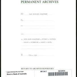 Bank Premises Department - Note Issue Department - Fitzroy - Victoria Parade - Extensions - Garage & Lawns - 1934-1936