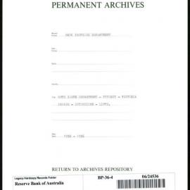 Bank Premises Department - Note Issue Department - Fitzroy - Victoria Parade - Extensions - Lifts - 1930-1936