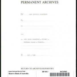 Bank Premises Department - Note Issue Department - Fitzroy - Victoria Parade - Furnaces - 1931-1940