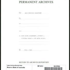 Bank Premises Department - Note Issue Department - Fitzroy - Victoria Parade - Hot Water Boiler - 1934-1940