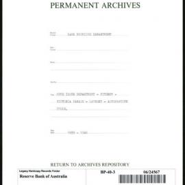 Bank Premises Department - Note Issue Department - Fitzroy - Victoria Parade - Laundry - Alternative Fuels - 1939-1940