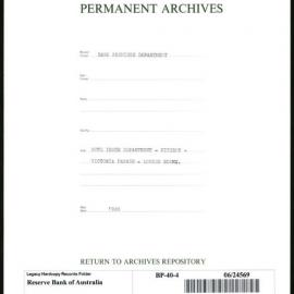 Bank Premises Department - Note Issue Department - Fitzroy - Victoria Parade - Locker Rooms - 1940