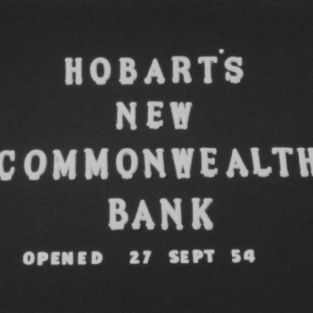Opening of Commonwealth Bank building Hobart, 4 Oct 1954, film