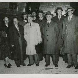 Hobart - Official party of new premises - Official party on arrival at Cambridge aerodrome - 26 September 1954