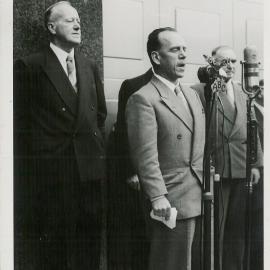 Hobart - Opening of new premises - Governor's address (side view) - 27 September 1954
