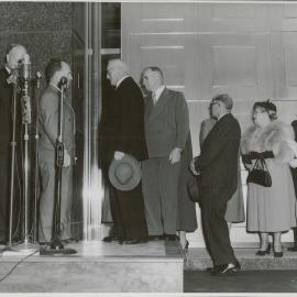 Hobart - Opening of new premises - Official party about to enter building - 27 September 1954