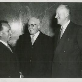 Hobart - Opening of new premises - The Governor, Premier of Tasmania, and Chief Manager, GR Simpson - 27 September 1954