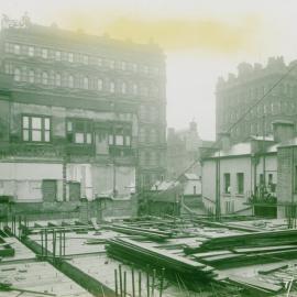 Melbourne - Premises, 367 Collins St. - Construction - View showing forming for first floor slab and beams - 7 July 1922