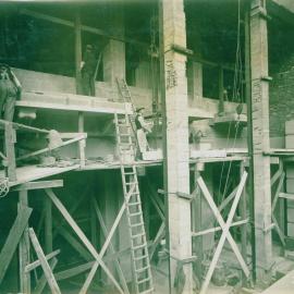 Melbourne - Premises, 367 Collins St. - Construction - Freestone masonry being set under balconettes - 15 May 1923