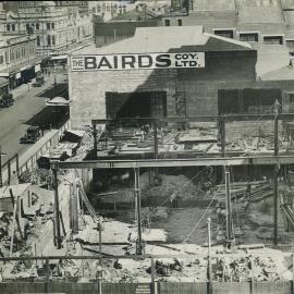 Perth - Construction of new premises, Forrest Place - Commencement of steelwork - 2 October 1930