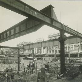 Perth - Construction of new premises, Forrest Place - View of site showing commencement of erection of safe deposit - 3 October 1930
