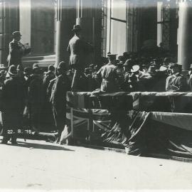 Head Office - Opening of new premises, 22 August 1916: Invited guests entering building, Pitt Street entrance (copy b)