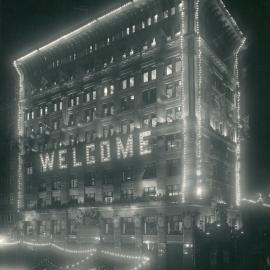 Commonwealth Bank of Australia - Prince of Wales' Visit to Australia - Head Office decorations by night (copy b) - June 1920