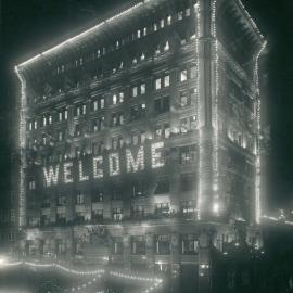 Prince of Wales' Visit to Australia - Head Office decorations by night (copy e) - June 1920