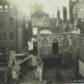 Melbourne premises, 367 Collins Street - Demolition of the Old Exchange Building: view looking towards Collins Street North - Construction - 12 May 1921