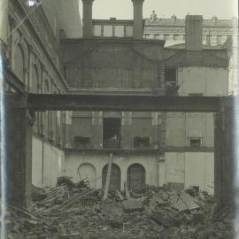 Melbourne premises, 367 Collins Street - Construction - Demolition of the Old Exchange Building: view looking towards Flinders Lane South - 12 May 1921