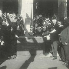 Melbourne premises 367 Collins Street - Sir Denison Miller setting the second Foundation stone for the new building - 26 July 1922 (view ii)