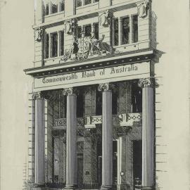 Premises - Commonwealth Bank of Australia - Melbourne Branch - Exterior - Architect's drawing of building at time of completion - c. early 1900's