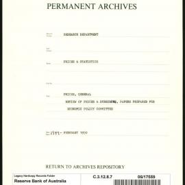 Research Department - Prices & Statistics - General - Review of Prices and Subsidies - Papers Prepared for the Economic Policy Committee - 1949 - February 1950
