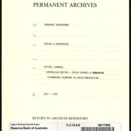 Research Department - Prices & Statistics - General - Australian - Price Control and Subsidies - Government Gazettes on Price Regulations - 1947 - 1955