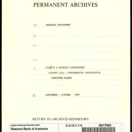 Research Department - Planning & Economic Development - The Colombo Plan - Commonwealth Consultative Committee Papers - File 2 - September - October 1950