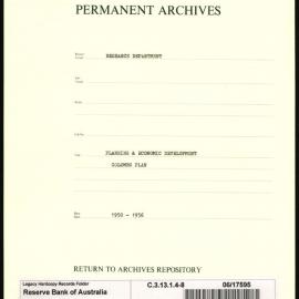 Research Department - Planning & Economic Development - The Colombo Plan - File 8 - 1950 - 1956
