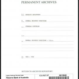 Research Department - General Economic Conditions - Overseas Countries - USA - 1954 - 1959