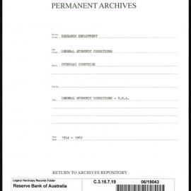 Research Department - General Economic Conditions - Overseas Countries - USA - 1954 - 1962