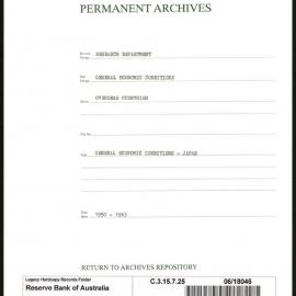 Research Department - General Economic Conditions - Overseas Countries - Japan - 1950 - 1963