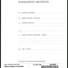 Research Department - General Economic Conditions - Overseas Countries - Europe - 1947 - 1955